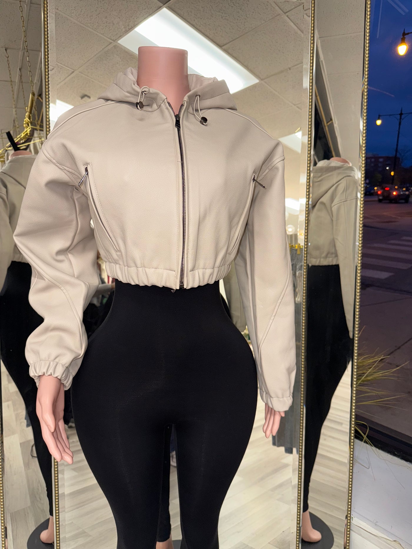 Leather Cropped jacket